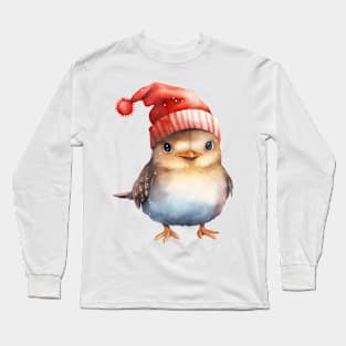 American Dipper in Santa Hat Long Sleeve T-Shirt